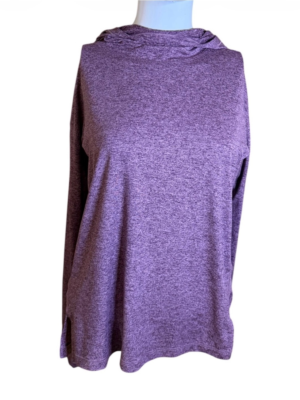 Athleta Heathered Purple Long-Sleeve Hooded Top